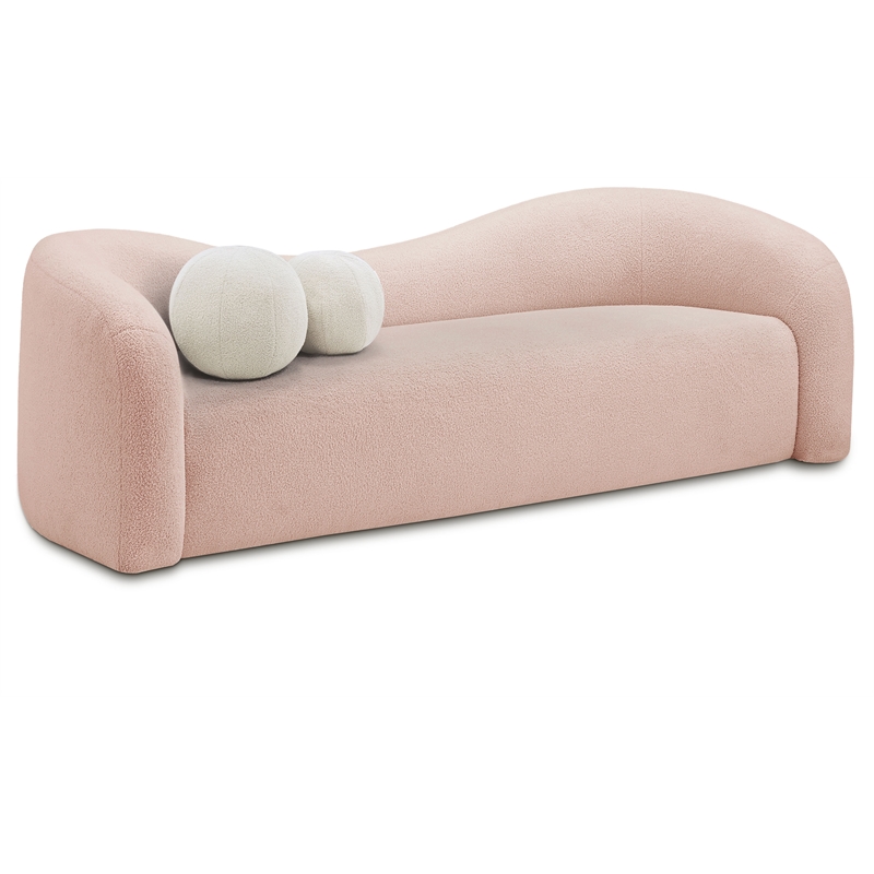 Bowery Hill Contemporary Pink Faux Shearling Teddy Fabric Sofa