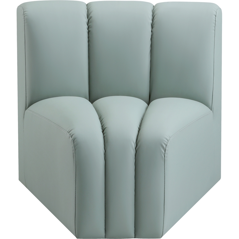 Bowery Hill Contemporary Mint Green Vegan Leather Curved Corner