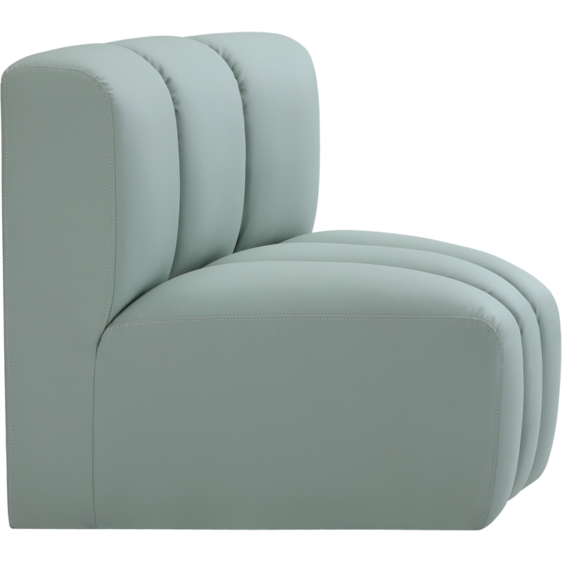 Bowery Hill Contemporary Mint Green Vegan Leather Curved Corner