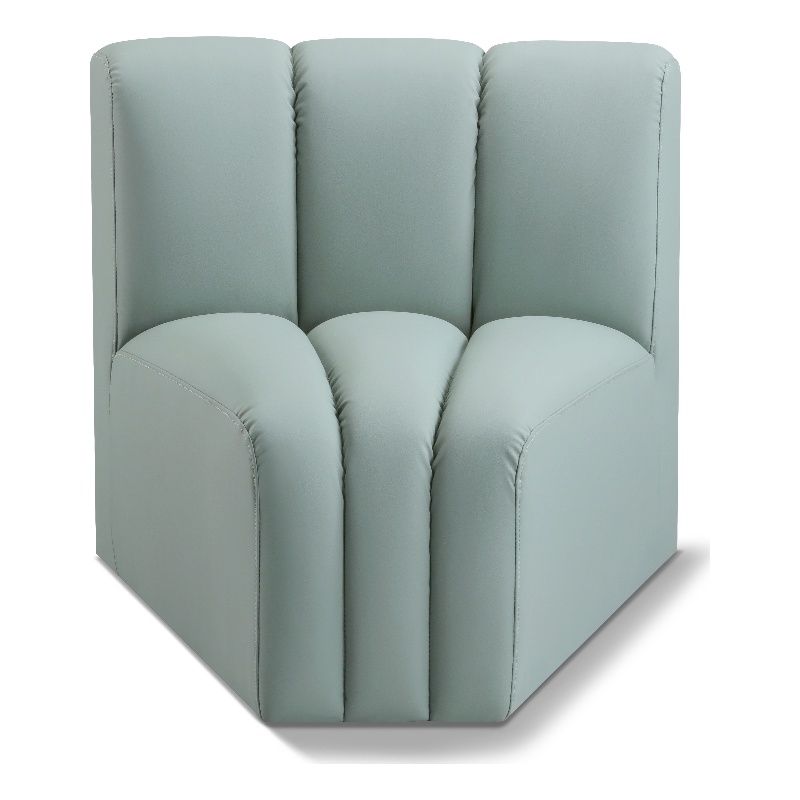 Bowery Hill Contemporary Mint Green Vegan Leather Curved Corner