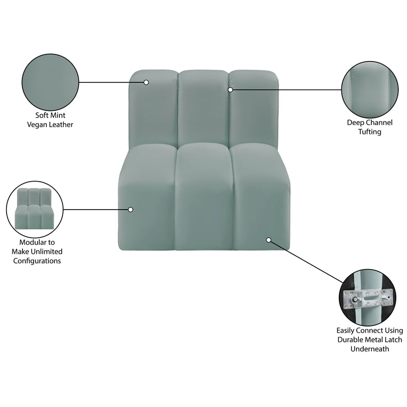 Bowery Hill Contemporary Mint Green Vegan Leather Straight Chair