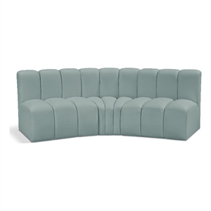 Bowery Hill Contemporary Mint Green Vegan Leather Modular Sectional