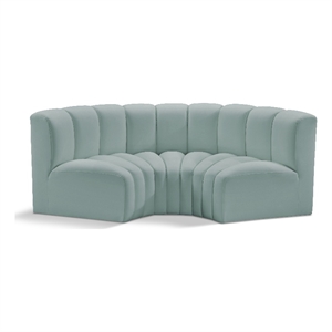 Bowery Hill Contemporary Mint Green Vegan Leather Modular Sectional