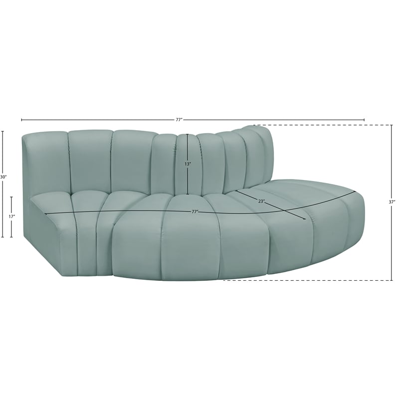Bowery Hill Contemporary Mint Green Vegan Leather Modular Sectional