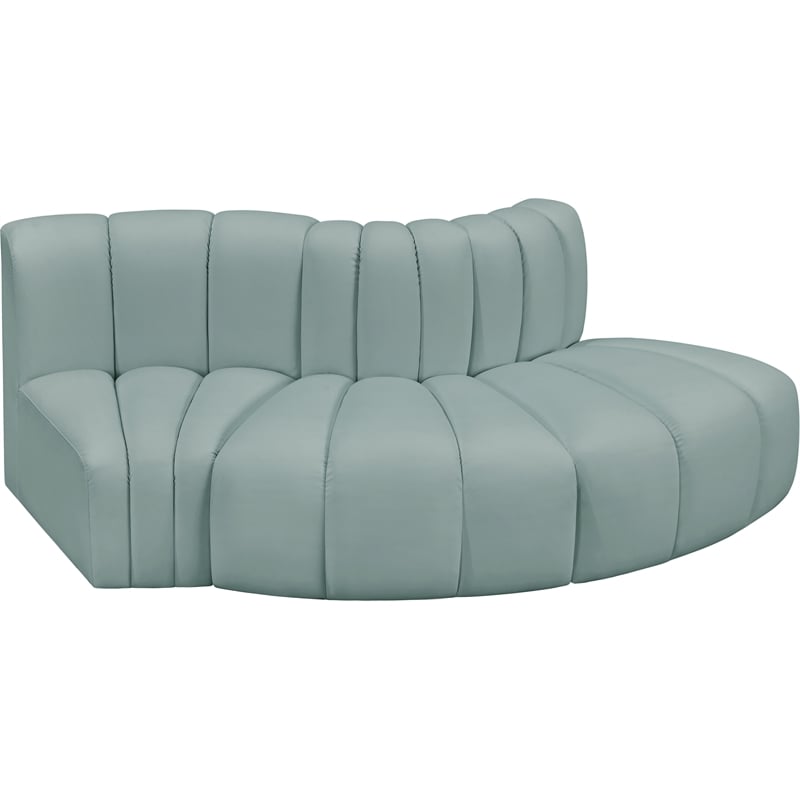 Bowery Hill Contemporary Mint Green Vegan Leather Modular Sectional
