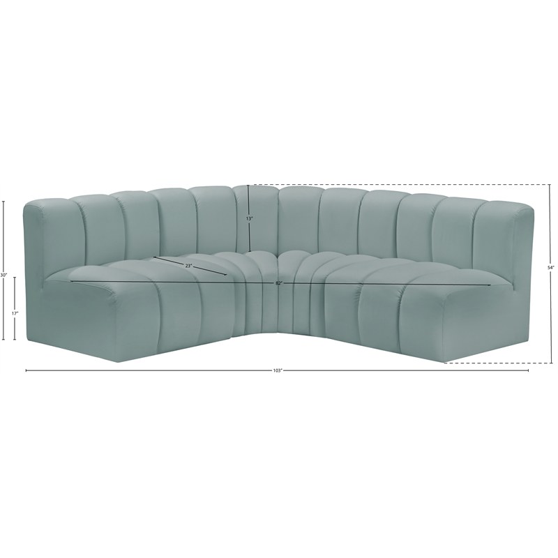 Bowery Hill Contemporary Mint Green Vegan Leather Modular Sectional