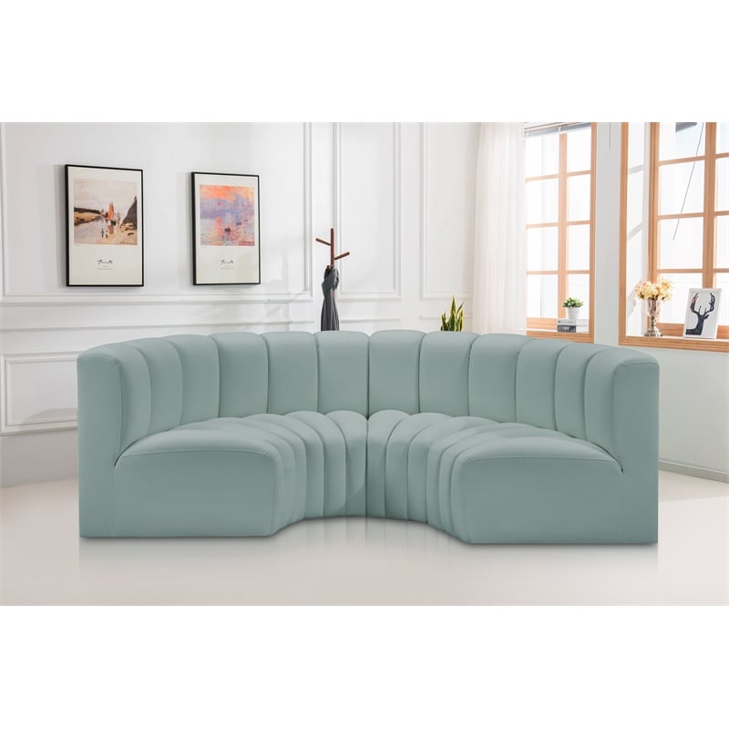 Bowery Hill Contemporary Mint Green Vegan Leather Modular Sectional
