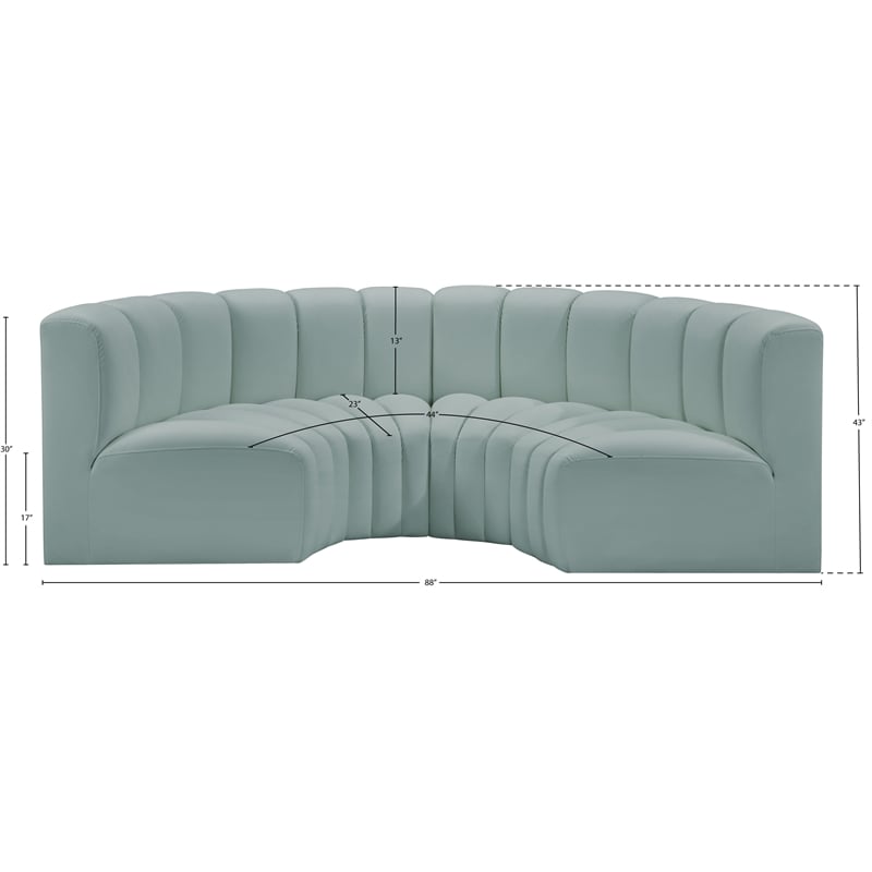 Bowery Hill Contemporary Mint Green Vegan Leather Modular Sectional