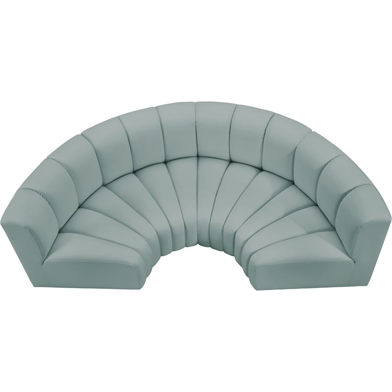 Bowery Hill Contemporary Mint Green Vegan Leather Modular Sectional