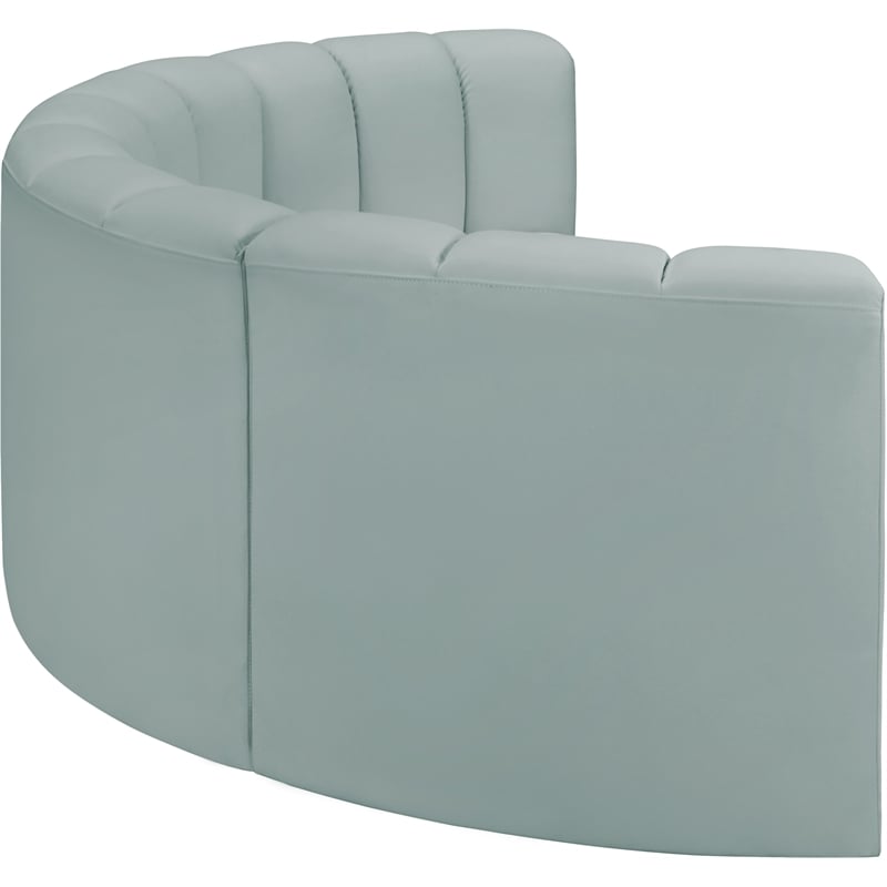 Bowery Hill Contemporary Mint Green Vegan Leather Modular Sectional