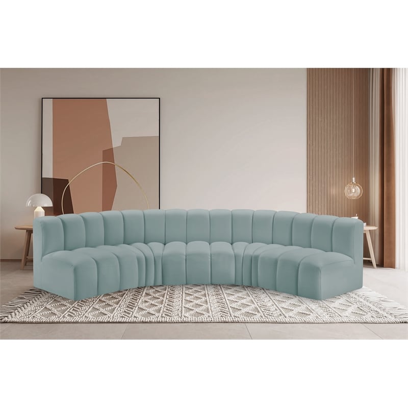 Bowery Hill Contemporary Mint Green Vegan Leather Modular Sectional