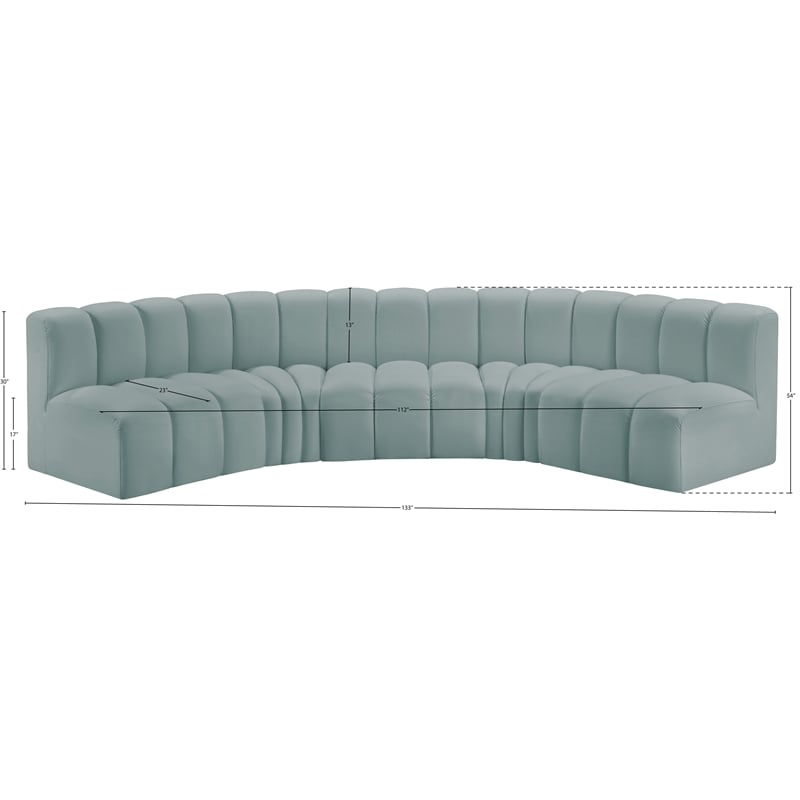 Bowery Hill Contemporary Mint Green Vegan Leather Modular Sectional