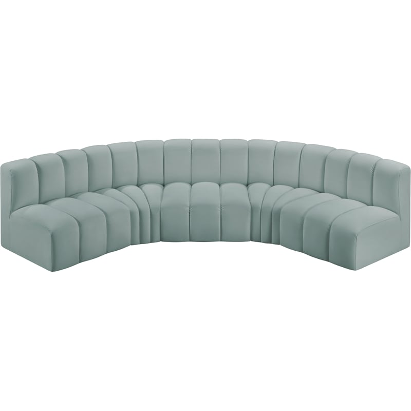 Bowery Hill Contemporary Mint Green Vegan Leather Modular Sectional