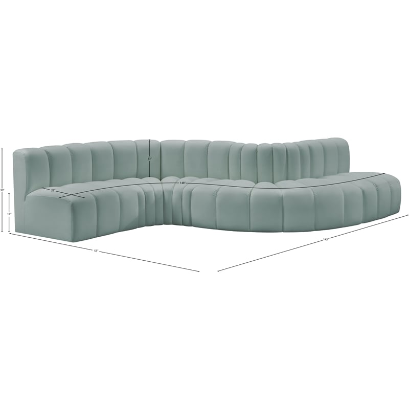 Bowery Hill Contemporary Mint Green Vegan Leather Modular Sectional