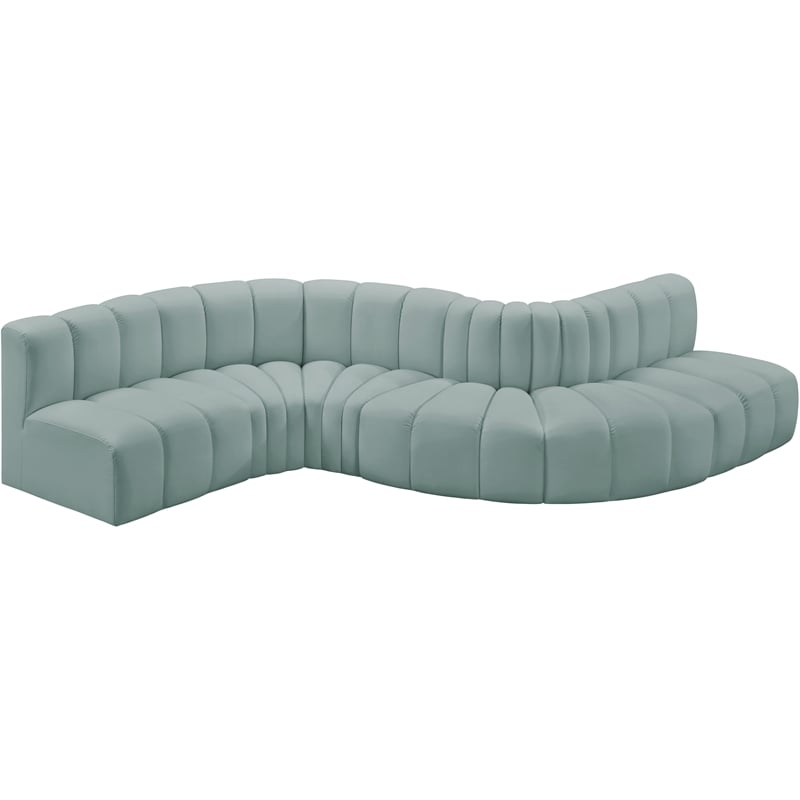Bowery Hill Contemporary Mint Green Vegan Leather Modular Sectional