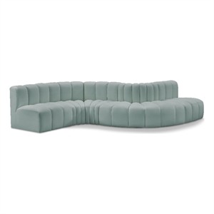 Bowery Hill Contemporary Mint Green Vegan Leather Modular Sectional