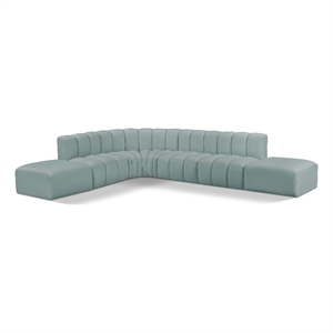 Bowery Hill Contemporary Mint Green Vegan Leather Modular Sectional