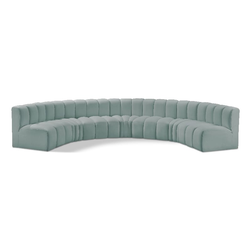 Bowery Hill Contemporary Mint Green Vegan Leather Modular Sectional