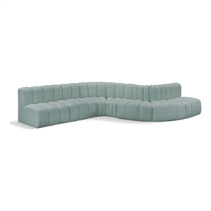 Bowery Hill Contemporary Mint Green Vegan Leather Modular Sectional