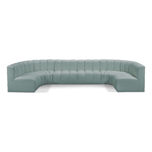 Bowery Hill Contemporary Mint Green Vegan Leather Modular Sectional