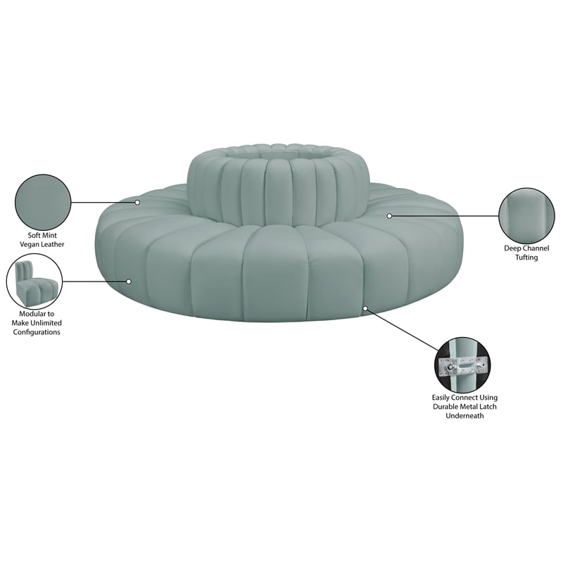 Bowery Hill Contemporary Mint Green Vegan Leather Modular Sectional