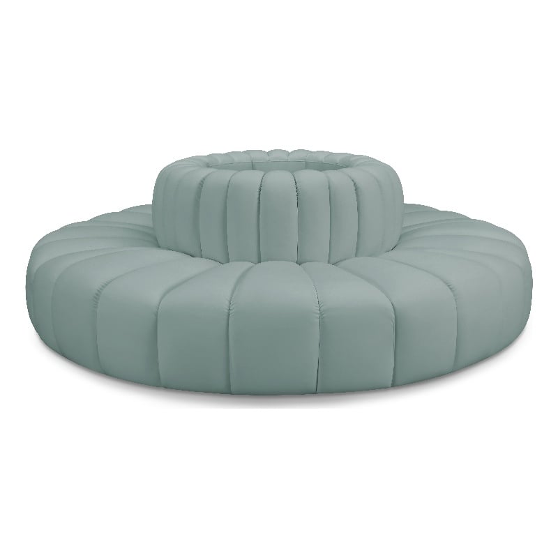 Bowery Hill Contemporary Mint Green Vegan Leather Modular Sectional