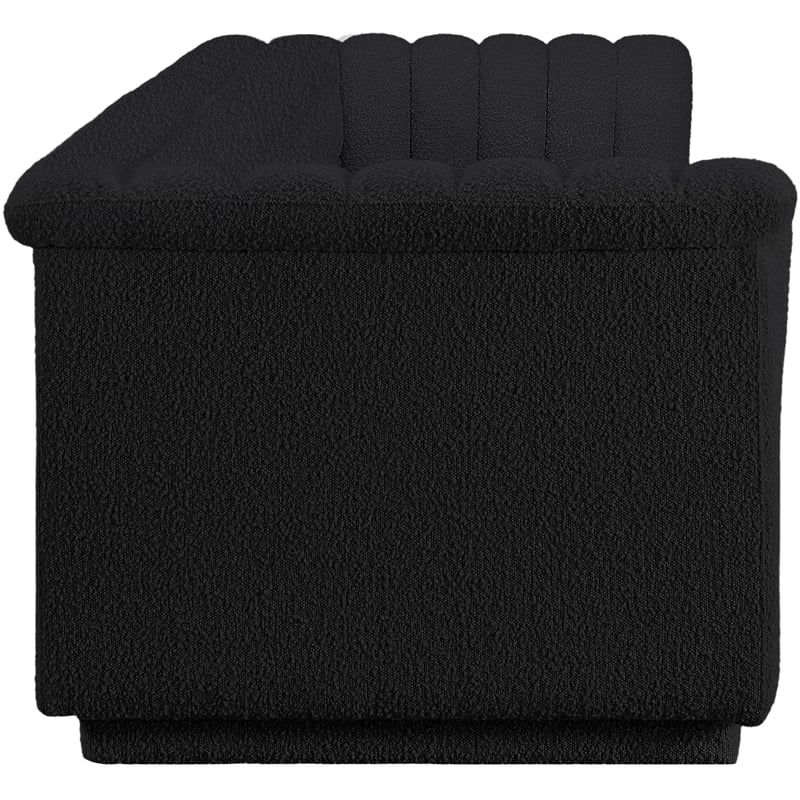 Bowery Hill Contemporary Rich Black Boucle Fabric Modular Sofa