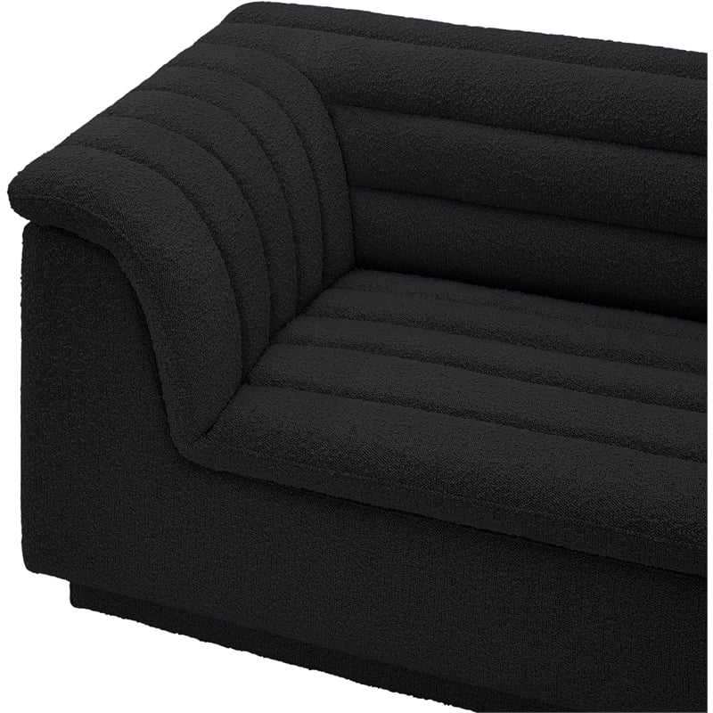 Bowery Hill Contemporary Rich Black Boucle Fabric Modular Sofa