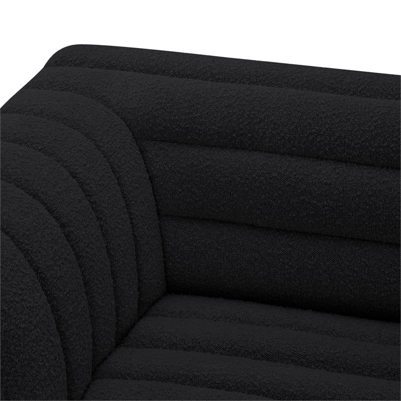 Bowery Hill Contemporary Rich Black Boucle Fabric Modular Sofa