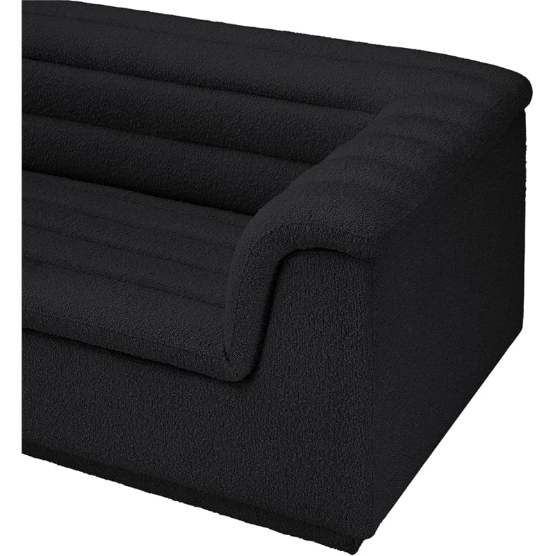 Bowery Hill Contemporary Rich Black Boucle Fabric Modular Sofa