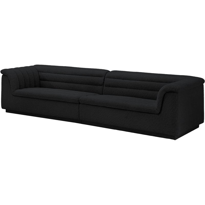 Bowery Hill Contemporary Rich Black Boucle Fabric Modular Sofa