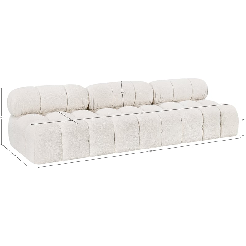 Bowery Hill Contemporary Rich Cream Boucle Fabric Modular Sofa