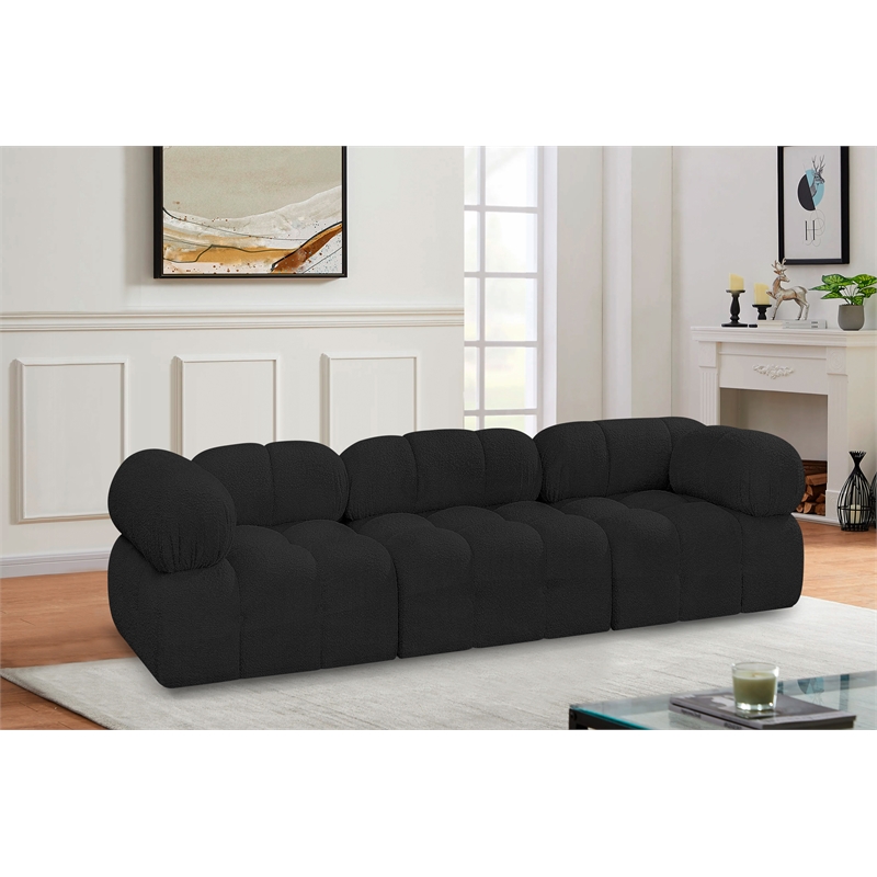 Bowery Hill Contemporary Rich Black Boucle Fabric Modular Sofa