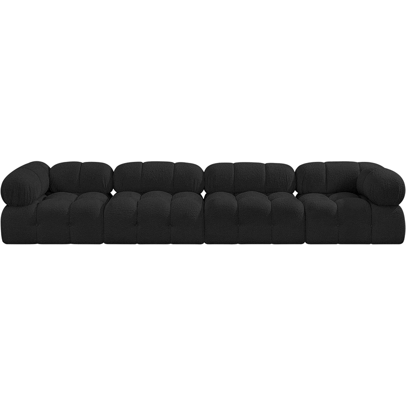 Bowery Hill Contemporary Rich Black Boucle Fabric Modular Sofa