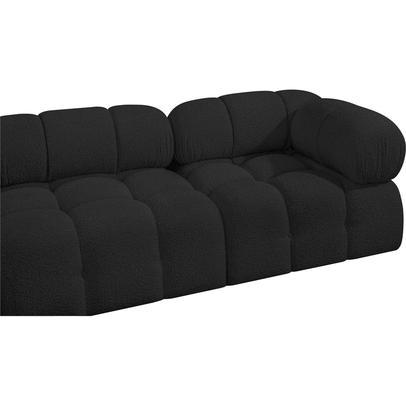Bowery Hill Contemporary Rich Black Boucle Fabric Modular Sofa