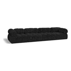Bowery Hill Contemporary Rich Black Boucle Fabric Modular Sofa