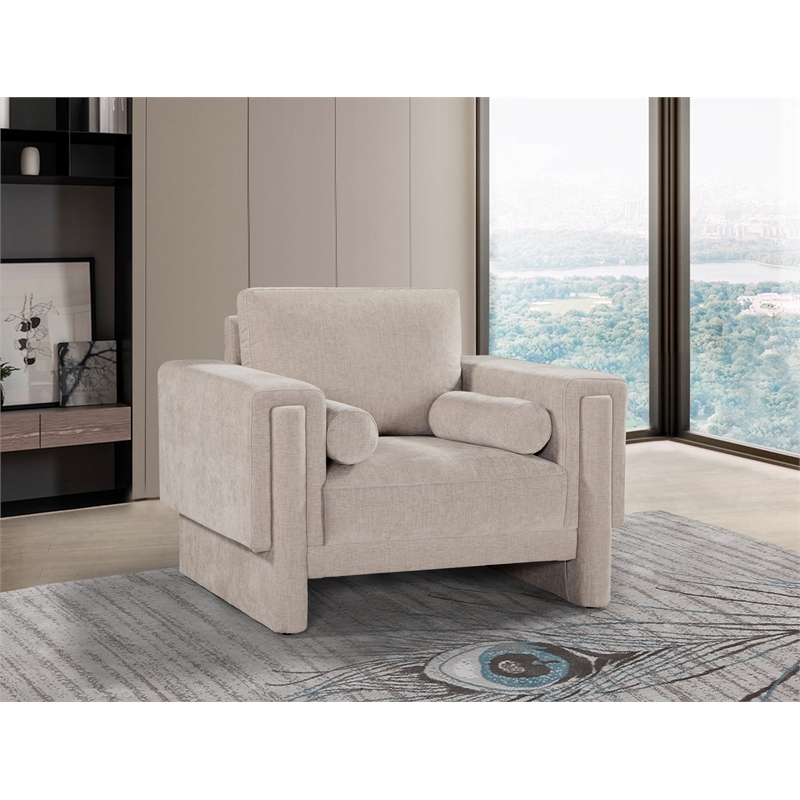 Bowery Hill Contemporary Rich Beige Chenille Durable Fabric Chair