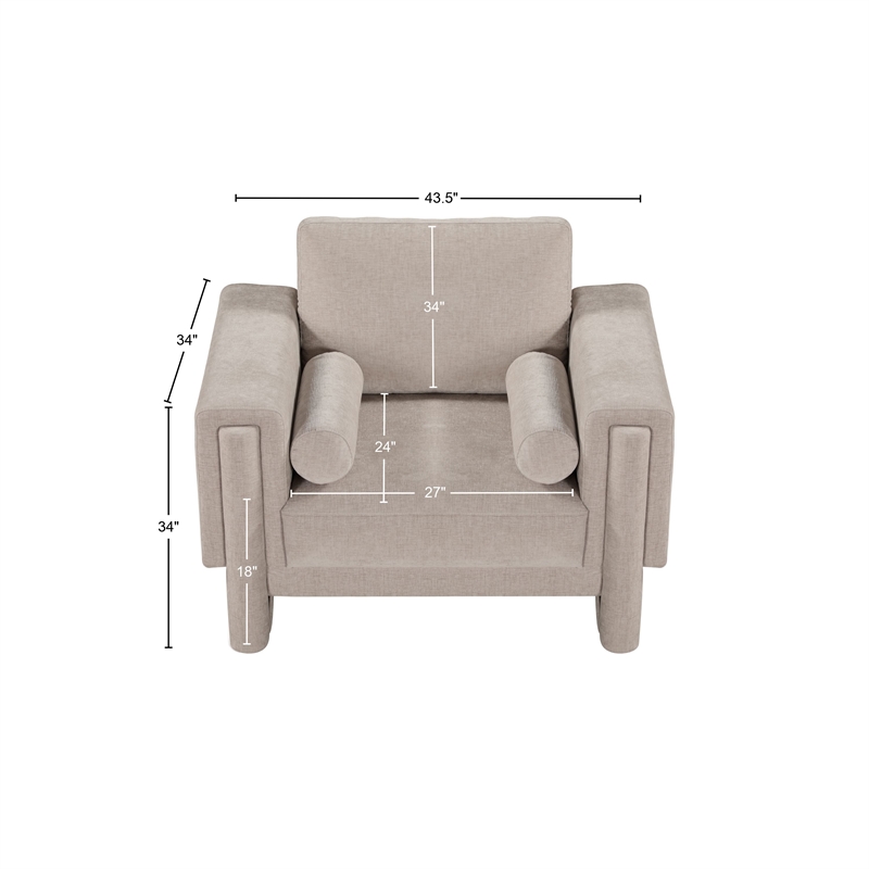 Bowery Hill Contemporary Rich Beige Chenille Durable Fabric Chair