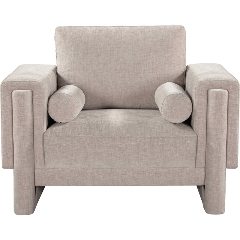 Bowery Hill Contemporary Rich Beige Chenille Durable Fabric Chair