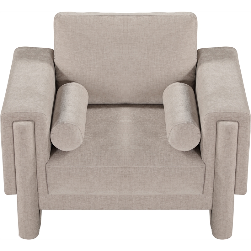 Bowery Hill Contemporary Rich Beige Chenille Durable Fabric Chair