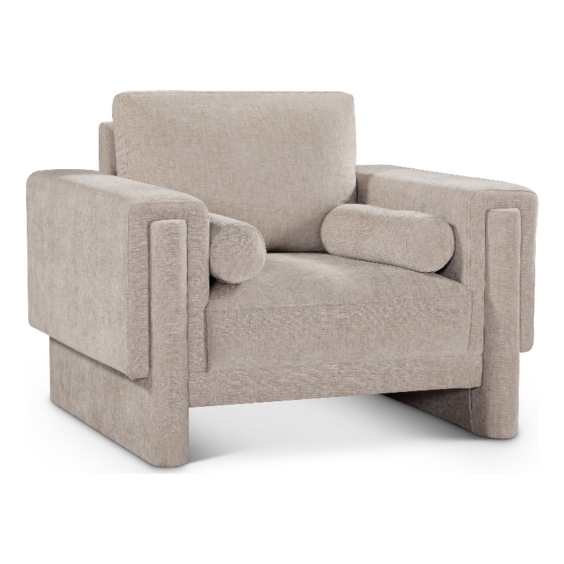 Bowery Hill Contemporary Rich Beige Chenille Durable Fabric Chair