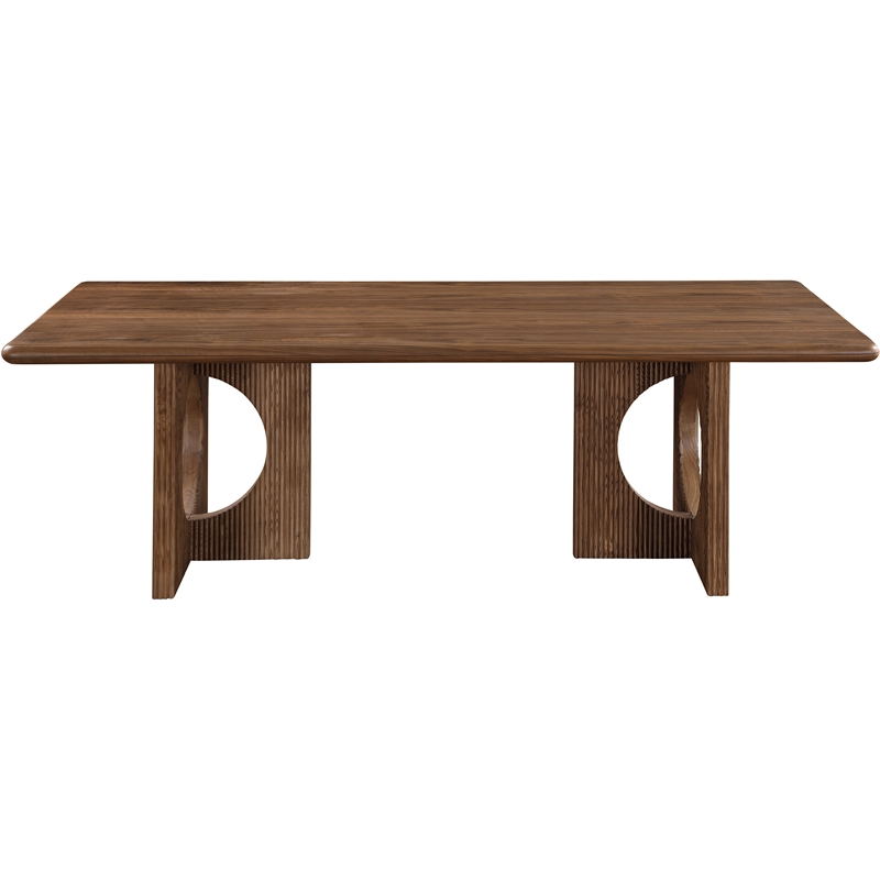 Bowery Hill Mid-Century Modern Solid Wood Fluted Base Rich Walnut Dining Table