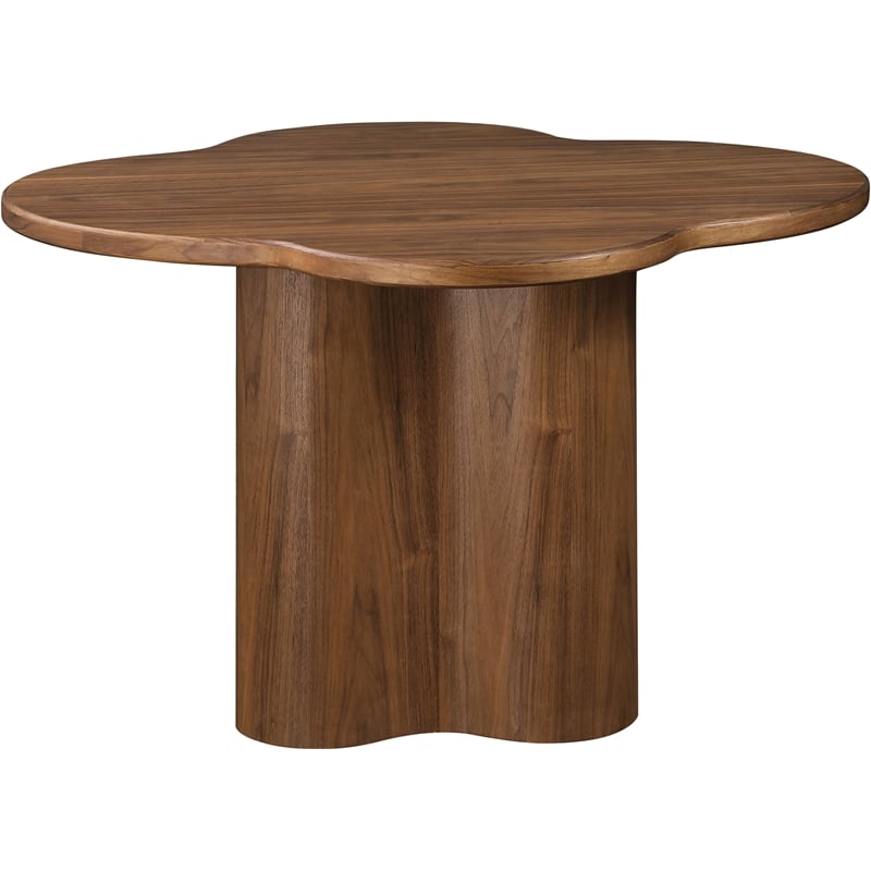 Bowery Hill Mid-Century Modern Clover Shaped Top Rich Walnut Dining Table