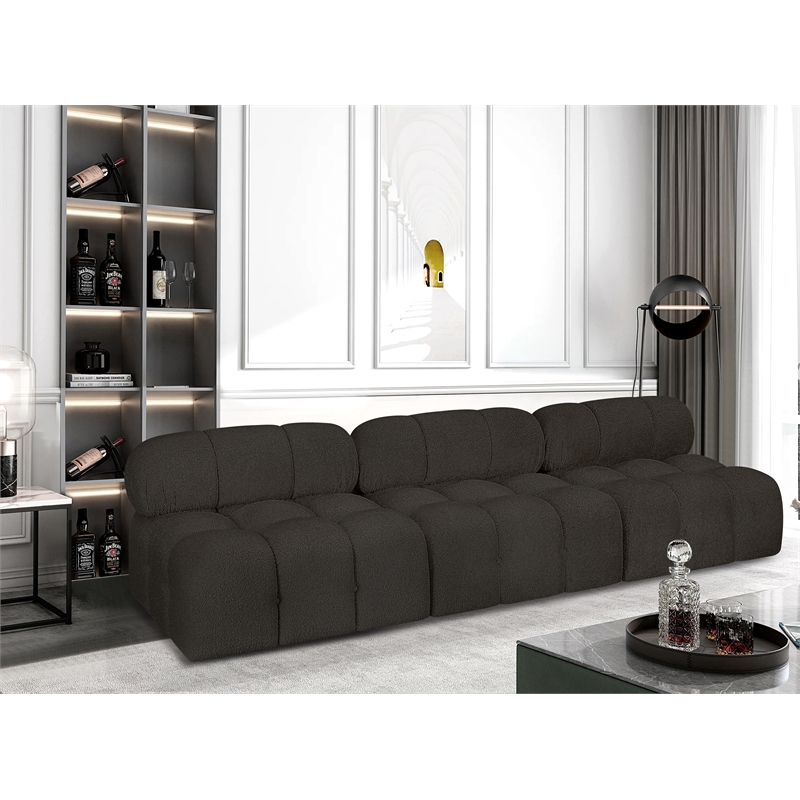 Bowery Hill Contemporary Rich Brown Boucle Fabric Modular Sofa
