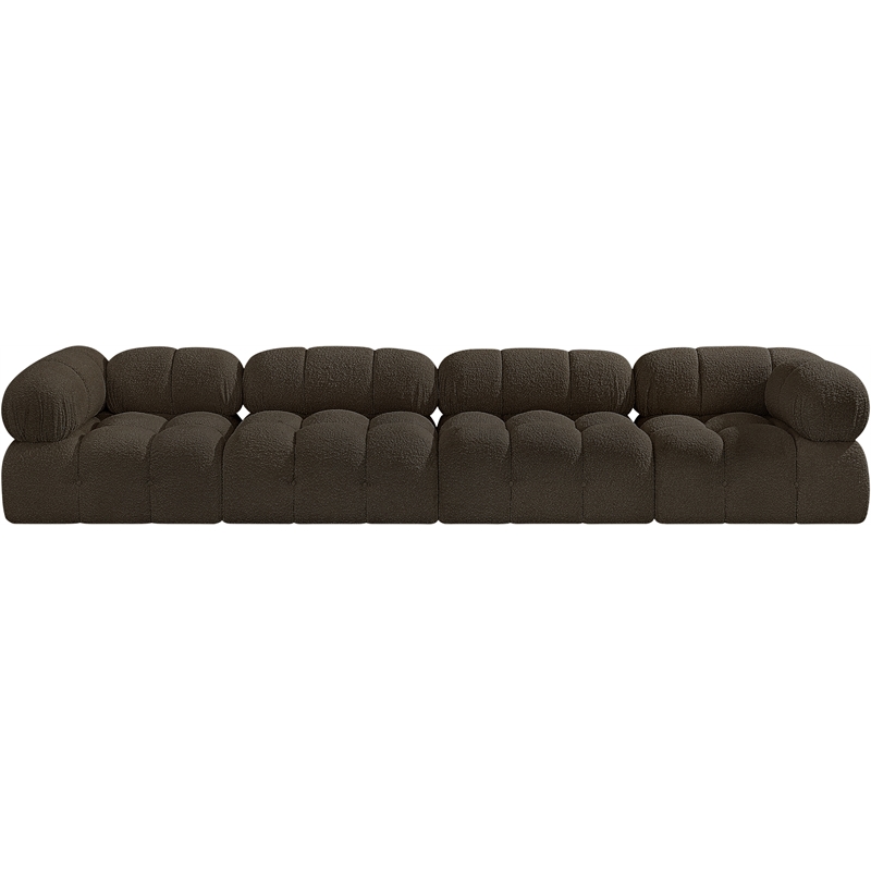 Bowery Hill Contemporary Rich Brown Boucle Fabric Modular Sofa