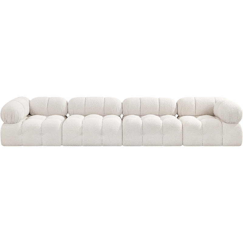 Bowery Hill Contemporary Rich Cream Boucle Fabric Modular Sofa