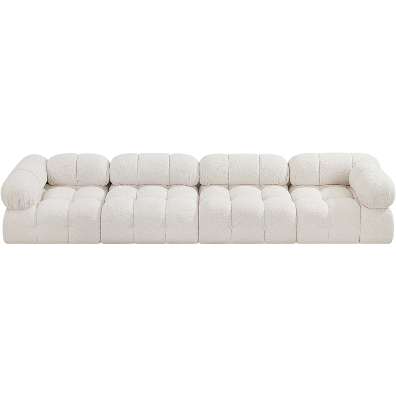 Bowery Hill Contemporary Rich Cream Boucle Fabric Modular Sofa