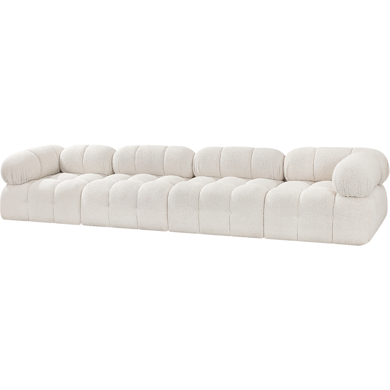 Bowery Hill Contemporary Rich Cream Boucle Fabric Modular Sofa