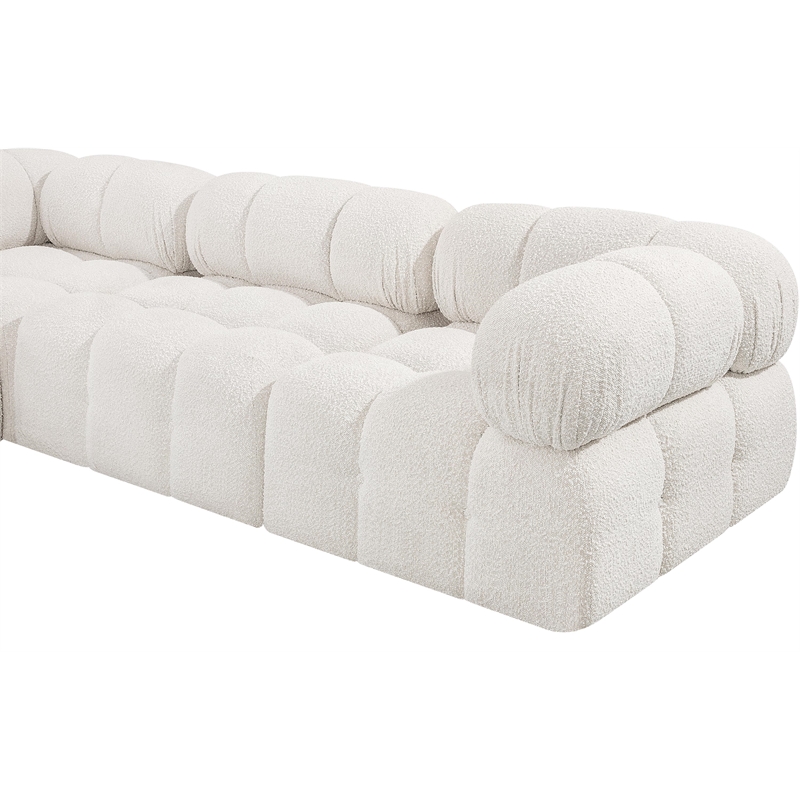 Bowery Hill Contemporary Rich Cream Boucle Fabric Modular Sofa