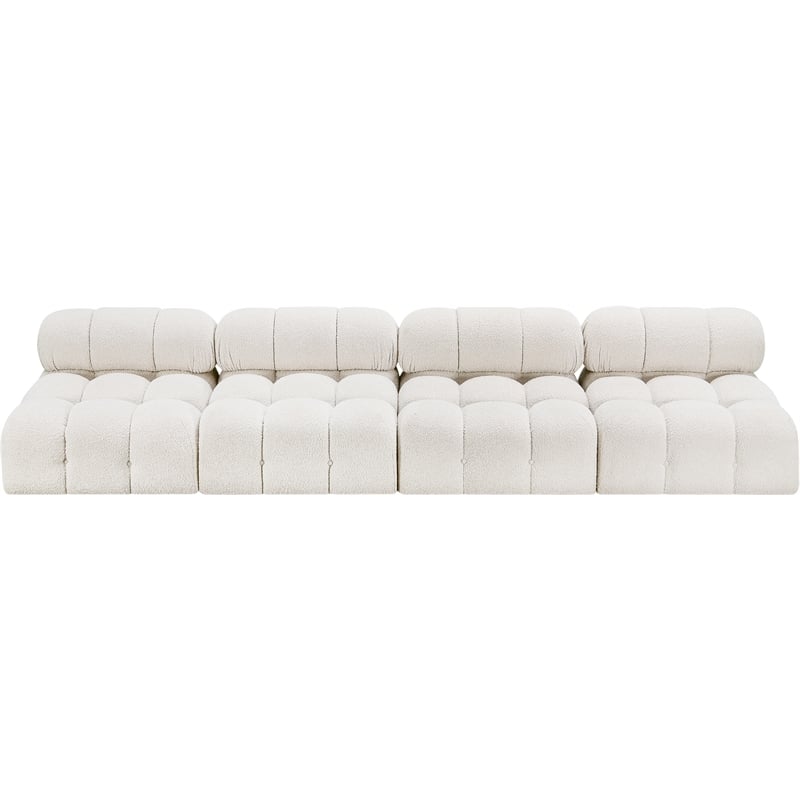 Bowery Hill Contemporary Rich Cream Boucle Fabric Modular Sofa